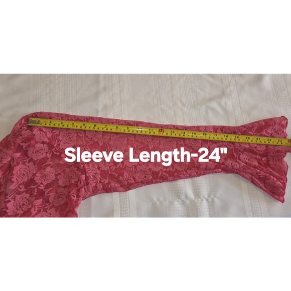 Vintage Venezia Hot Pink Lace Shrug Top Womens 18/20 Ruffles Whimsigoth Boho Y2K - Picture 13 of 16